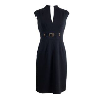 Trina Turk Black Astra Ponte Lined Sheath Dress, Small